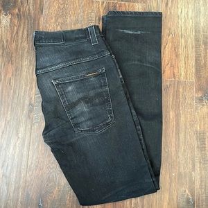Men’s Nudie Black Jeans size 34x34 Thin Finn